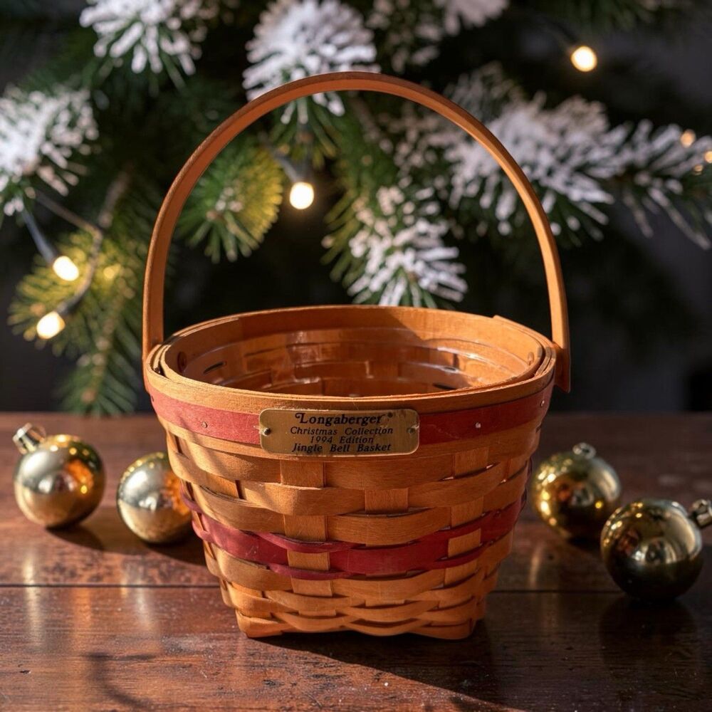 Longaberger Jingle Bell Basket 1994 With Plastic Liner Signed Made In USA VTG